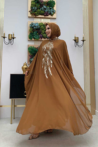 Bym Fashion Βραδινό φόρεμα ντυμένο με παγιέτα σιφόν μανδύας 3774 μαύρισμα