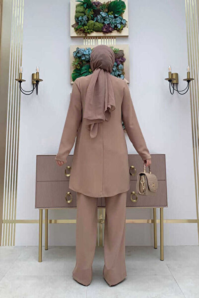 Bym Fashion Σετ Παντελόνι Τουνίκ με μοτίβο Stone Print 8447 Mink