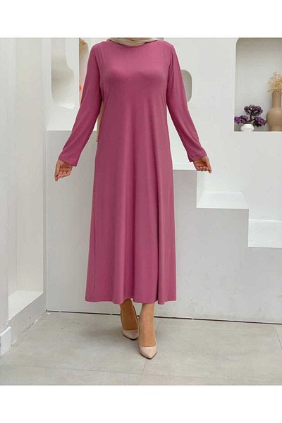 Bym Fashion Φόρεμα με μακρυμάνικη εσωτερική λαιμόκοψη 3202 σε σκόνη