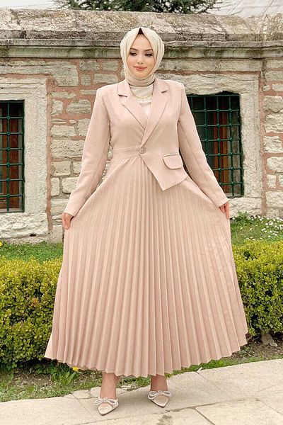 Bym Fashion Φούστα με πτυχωτό φόρεμα 3700 Stone
