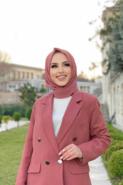 Bym Fashion Button Detailed Short Jacket Trousers Set 8352 Dried Rose