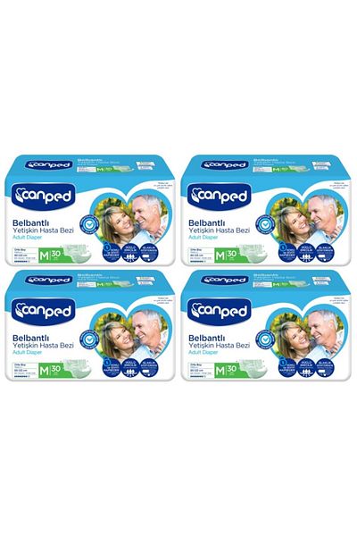 Canped M-Medium Size Adult Patient Diapers with Waistband 4 Pack of 30