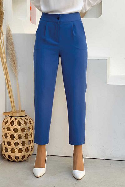 Bym Fashion Zippered Pocket Detailed Pencil Pants 0201 Indigo