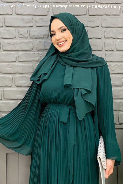 Bym Fashion Φόρεμα σιφόν με πλισέ λουκ 3404 Emerald