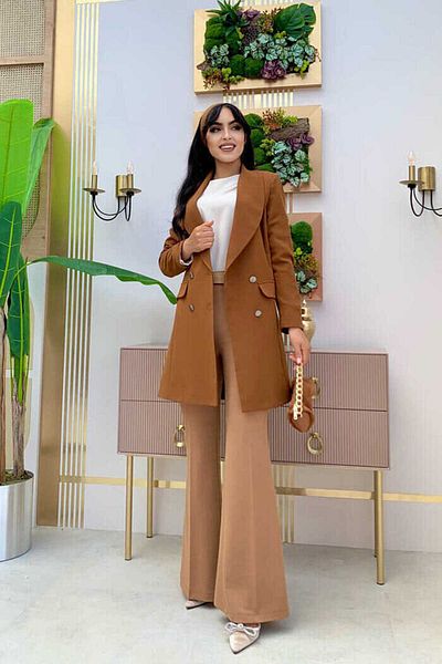 Bym Fashion Μπουφάν με λεπτομέρεια με μπροστινό κουμπί με επένδυση 7660 Tan