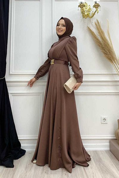 Bym Fashion Βραδινό φόρεμα 3792 καφέ