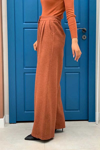 Bym Fashion Zippered Pocket Detailed Stamped Trousers 0272 Tile