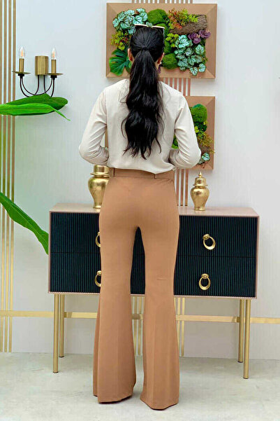 Bym Fashion Waist Zippered Spanish Trousers 0231 Tan