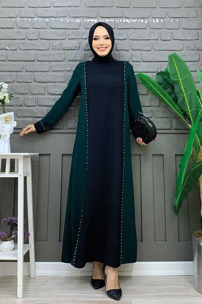 Bym Fashion Δίχρωμο Πέτρινο Φόρεμα 3848 Emerald