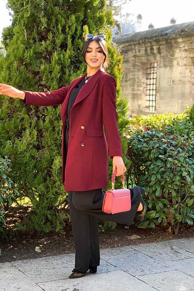 Bym Fashion Μπουφάν με λεπτομέρεια με κουμπιά Pocket Look 7660 Claret Red