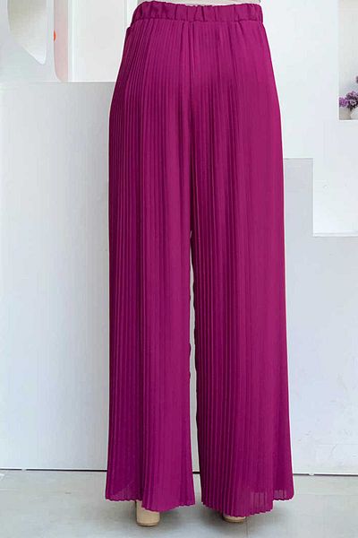 Bym Fashion Waist Elastic Lacing Look Pleated Trousers 0129 Fuchsia
