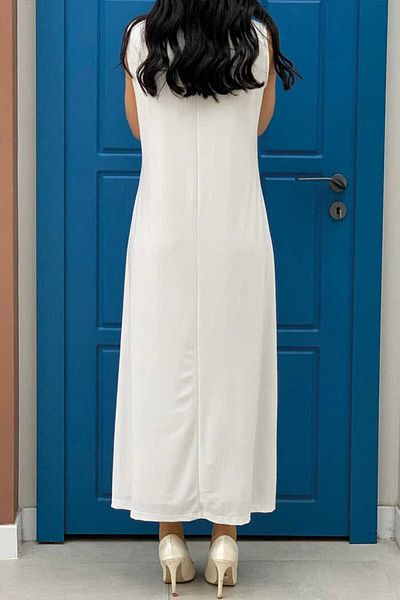 Bym Fashion Ecru Sandy Drinking Dress - Zero Sleeves, Tall 3197