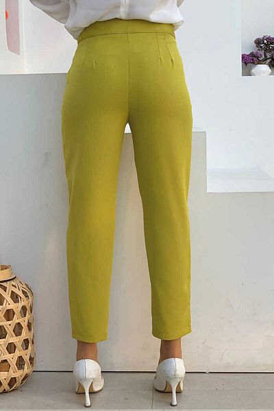 Bym Fashion Παντελόνι μολύβι με λεπτομερή τσέπη με φερμουάρ 0201 Λαδί