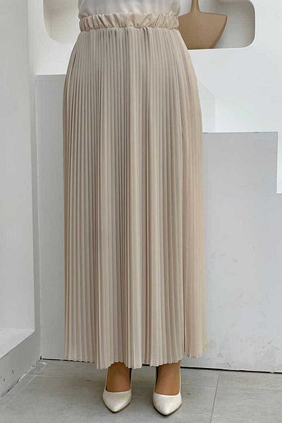 Bym Fashion Πέτρινη Πλισέ Φούστα Σιφόν - Ελαστική μέση 1152