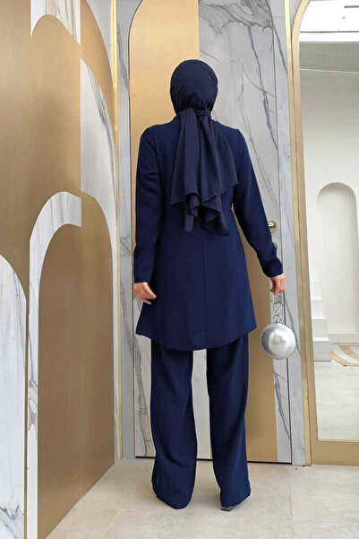 Bym Fashion Σετ Παντελόνι Τουνίκ με μοτίβο Stone Print 8447 Navy Blue