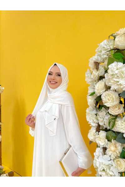 Bym Fashion Layered look Μανίκια Φόρεμα σιφόν ελαστικό 3060 εκρού