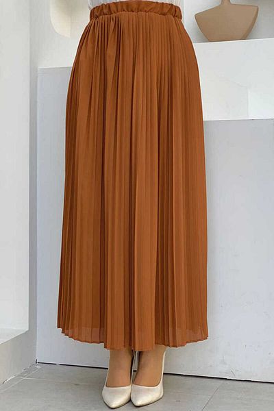 Bym Fashion Πλισέ σιφόν φούστα - ελαστική μέση, μαύρισμα 1152