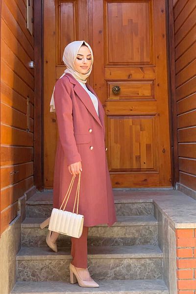 Bym Fashion Σετ παντελόνι με τσέπη και κουμπιά 8357 Dusty Rose
