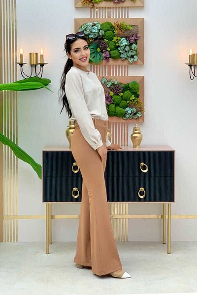 Bym Fashion Παντελόνι με φερμουάρ στη μέση Ισπανικό φανελάκι 0231 Ταν