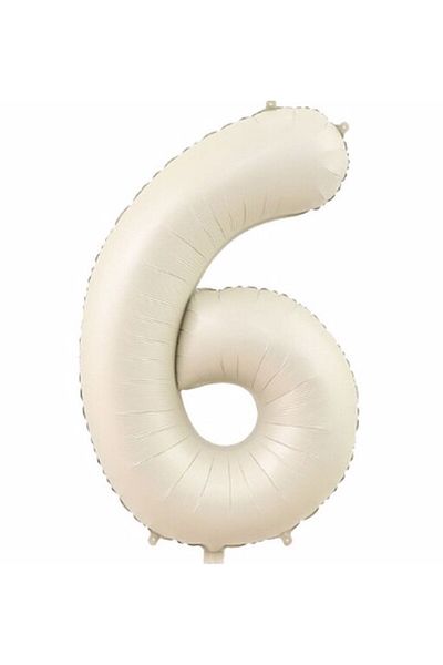 Parti Station 6 Number Foil Balloon Cream Color Number Balloon Age Balloon 76 Cm Number Balloon Flying Balloon Helium Balloon