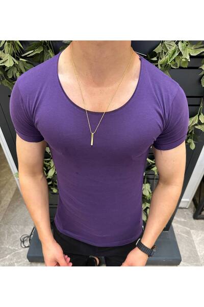 Northmen Open Collar Wide Collar Skirt Oval Beige T-shirt Purple