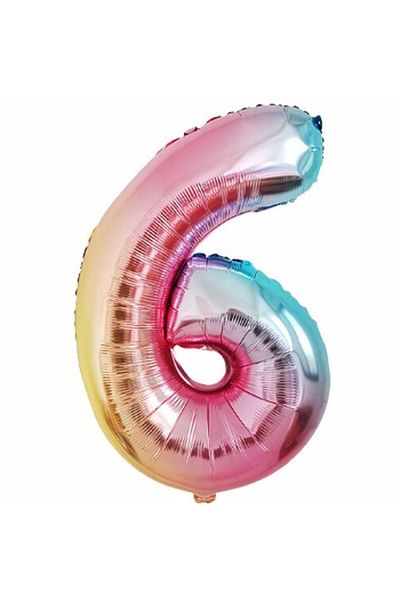 Parti Station Number Foil Balloon Rainbow Number Balloon Colorful 6 Year Old Balloon 76 Cm Number Balloon Flying Balloon Helium Balloon