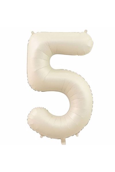 Parti Station 5 Number Foil Balloon Cream Color Number Balloon Age Balloon 76 Cm Number Balloon Flying Balloon Helium Balloon