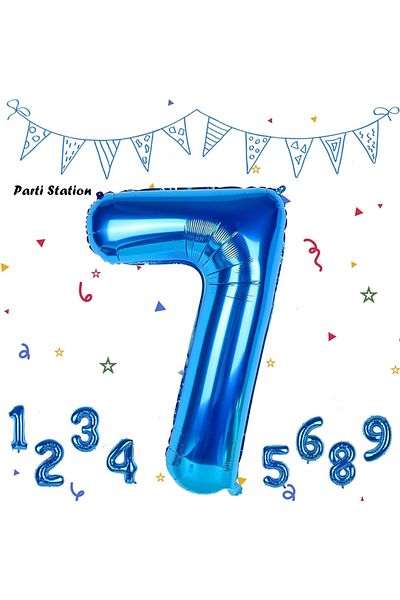 Parti Station Number Foil Balloon Navy Blue Number Balloon Blue 7 Year Old Balloon 76 Cm Number Balloon Flying Balloon Helium Balloon