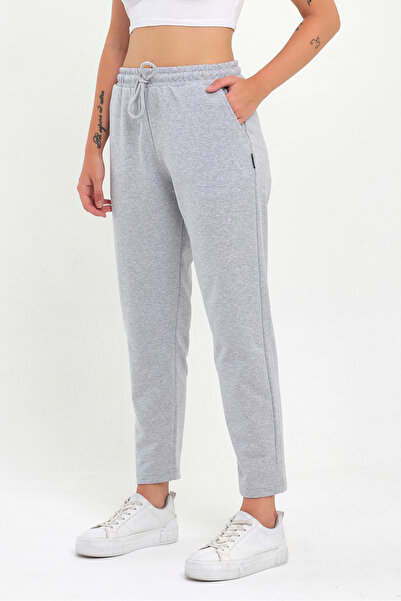 mmetalic Kadın Gri Klasik Cepli Eşofman Altı