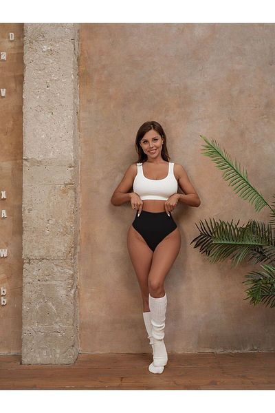 MİSTİRİK Chiloți negri fără cusături, model Arpina, cu talie înaltă, tăiați cu laser - fermitate