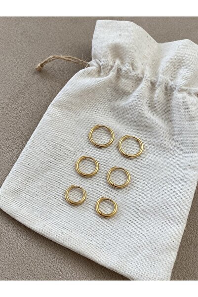 Asmir Accessories Gold 6’lı çelik halka küpe set