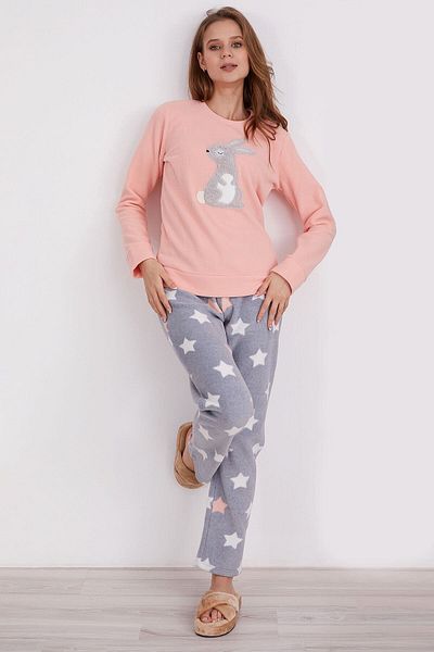 Arnetta Γυναικεία μακρυμάνικη πιτζάμες Rabbit Star Pink