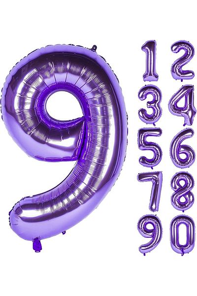 Parti Station 9 Years Old Purple Colored Helium Flying Foil Balloon - 76 cm Number