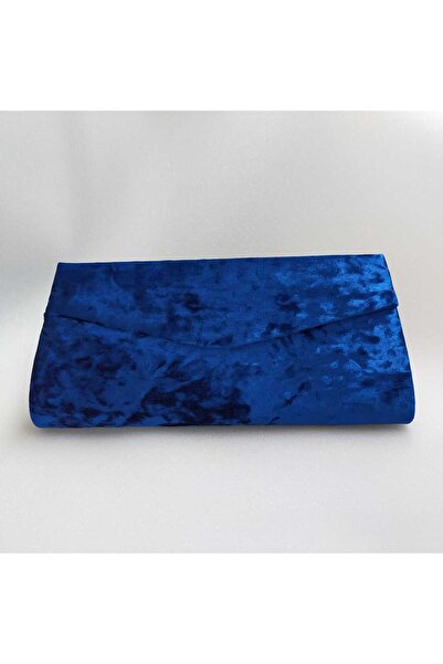 bsc حقيبة فستان السهرة المخملية باللون الأزرق الداكن