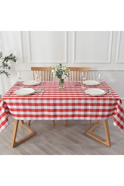 Soft Kare Gingham Duck Fabric Liquid Proof Tablecloth