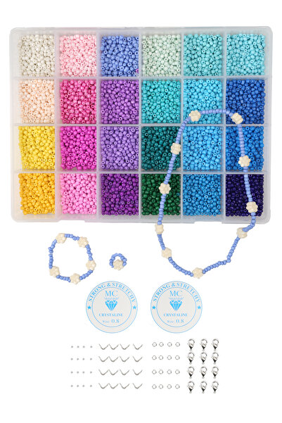 Egem aksesuar 24 Bölmeli Kutuda 20'şer Gram Kum Boncuk Seti 06 Numara 3,6mm