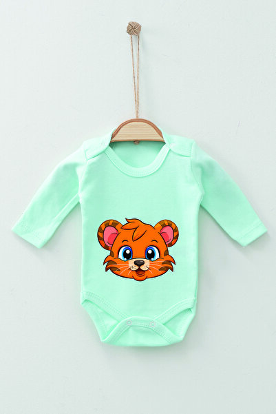 ADABEBEK سالوبيت للأطفال بأكمام طويلة بنقشة النمر العضوي مصنوع من القطن بنسبة...