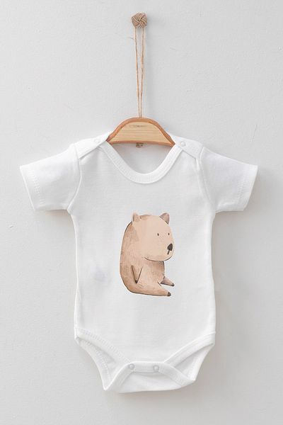 ADABEBEK 100% Cotton Organic Watercolor Short Sleeve Bodysuit Baby Bodysuit