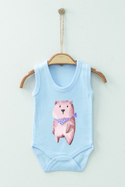 ADABEBEK 100% Cotton Organic Scarf Bear Strap Bodysuit Baby Bodysuit