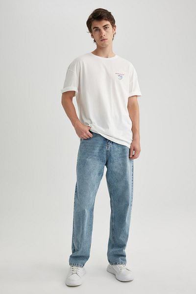 DeFacto Comfort Fit Crew Neck Back Printed Short Sleeve T-Shirt B3796ax23hs