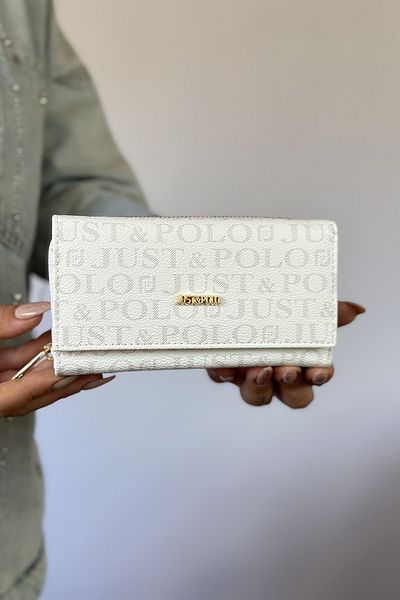 Just Polo White Large Size Women's Wallet with Zipper - Daily Use - 01 Model