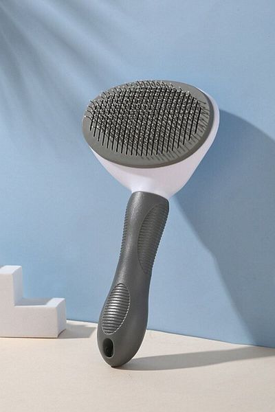 Buffer ® Cat Dog Hair Collector Self-Cleaning Ergonomic Handle Comfortable to Use Comb Gray