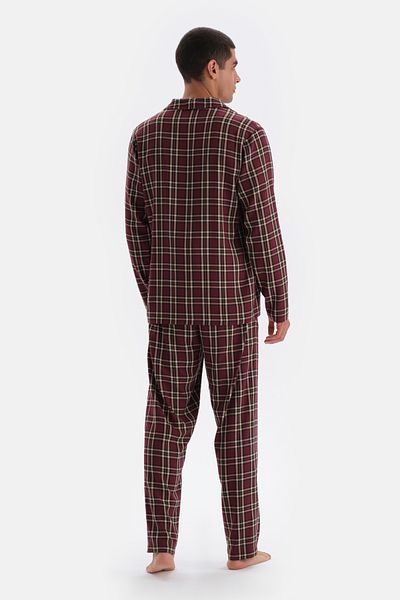 Dagi Mehrfarbig kariertes, gewebtes Hemd-Pyjama-Oberteil