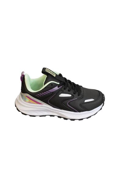 Kinetix KINETIX Girl's Black White Leather Laced White Sole Casual Sneaker Sports Shoes