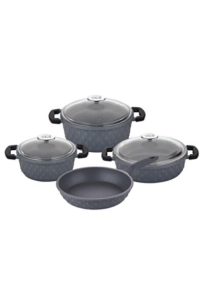 Taç Carabella Cast Glass Lid 7 Piece Cookware Set Gray Tac-3731
