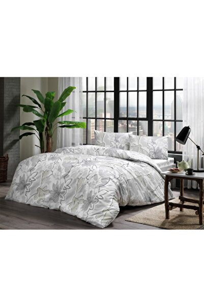 Taç Jamie Gri Tek Kişilik Ranforce Nevresim Takımı Lastiksiz 160 Cm X 220 Cm