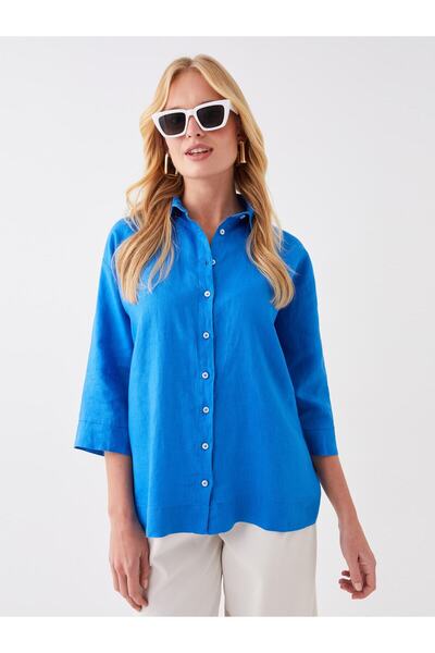 LC Waikiki Düz Oversize Keten Kadın Gömlek