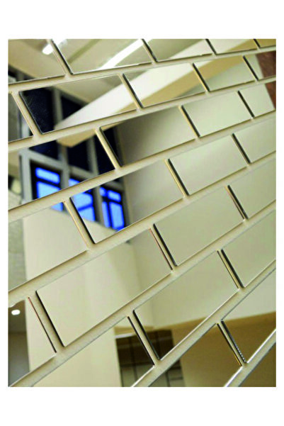 Tooall Aynalı Pleksi Tuğla Desenli Duvar Süsü Gümüş Renk 5cmx20cm 15 Adet