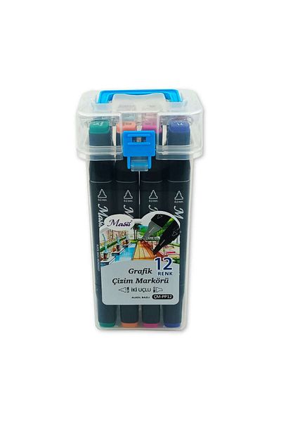 Masis Double Sided Twin Graphic Marker Pen Set 12 Colors