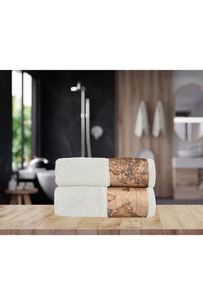 Lucy and Home Χάρτης Τυπωμένο Σετ Πετσέτες 2 50x100 cm